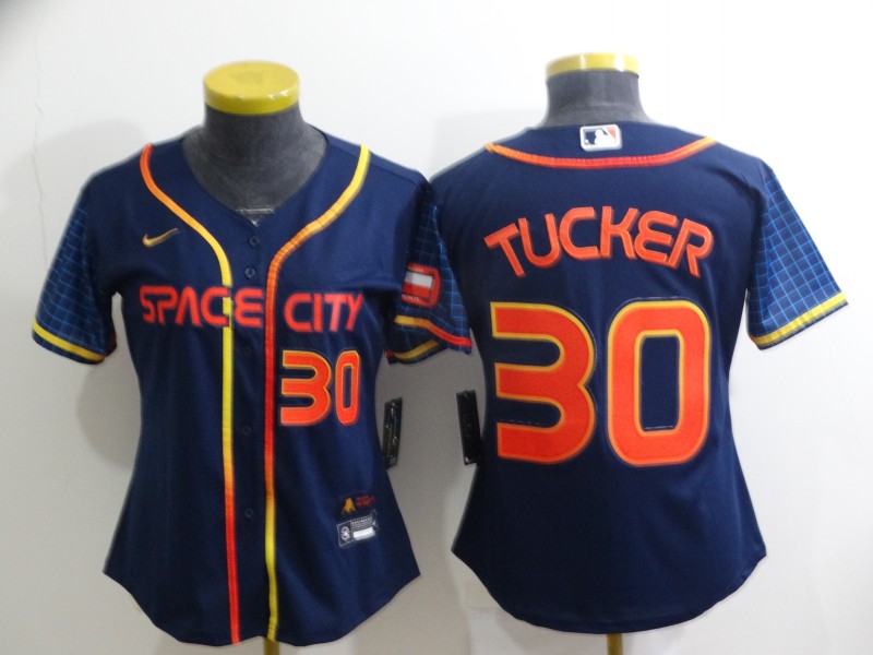 Women's Houston Astros #30 Kyle Tucker 2022 Navy City Connect Stitched Jersey(Run Small)